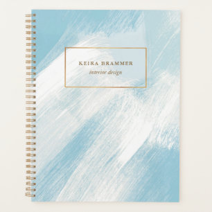 Modern Brush Strokes Blue Aqua Planner