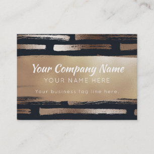 Modern Brush Strokes Bronze Foil Navy Professional Business Card