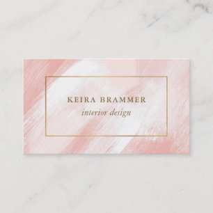 Modern Brush Strokes Gold Frame Business Card