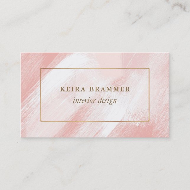 Modern Brush Strokes Gold Frame   Business Card (Front)