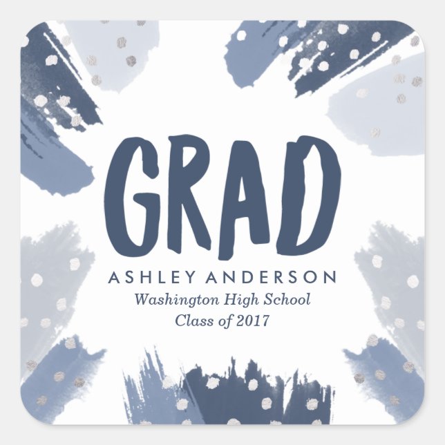 Modern Brush Strokes | Graduation Stickers (Front)