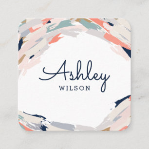 Modern Brush Strokes Square Business Card