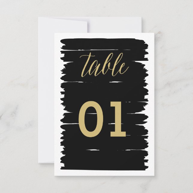 Modern Brush Strokes Table Number (Front)