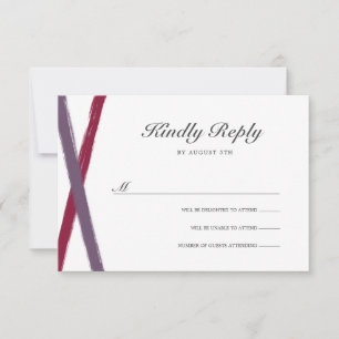 Modern Brush Strokes Wedding RSVP   Lavender Berry Card