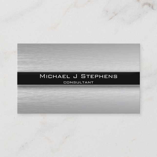Modern Brushed Aluminium Business Card (Front)