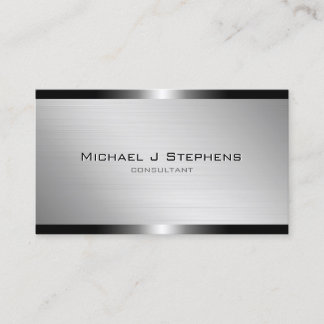 Modern Brushed Aluminium with Gunmetal Bands Business Card