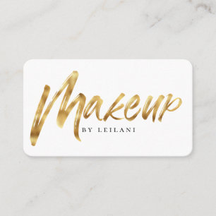 Modern Brushed Gold Makeup Artist Business Card