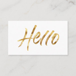 Modern Brushed Gold Script Hello Business Card
