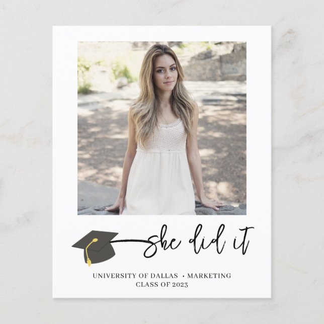 Modern Brushed Graduate Cap Photo Graduation Card (Front)