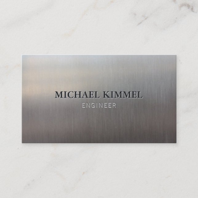 Modern Brushed Metal Look Customisable Business Card (Front)