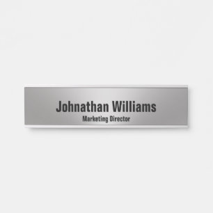 Modern Brushed Metal Look Name Professional Title Door Sign