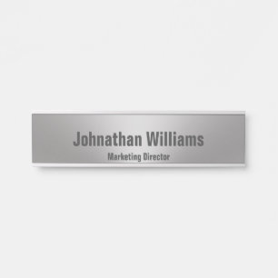 Modern Brushed Metal Look Name Title Office Door Sign