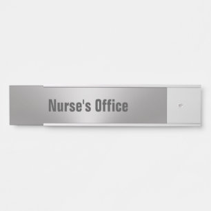 Modern Brushed Metal Look Nurse's Office Door Sign