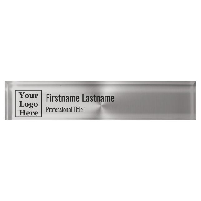Modern Brushed Metal Look Your Logo Here Nameplate (Front)