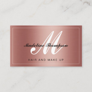Modern Brushed Metal Rose Gold Salon Make up Business Card