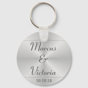 Modern Brushed Metal Wedding Key Ring