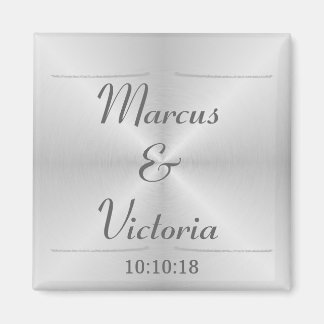Modern Brushed Metal Wedding Magnet