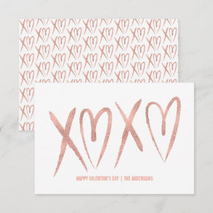 Modern Brushed Rose Gold Classroom Valentine Card