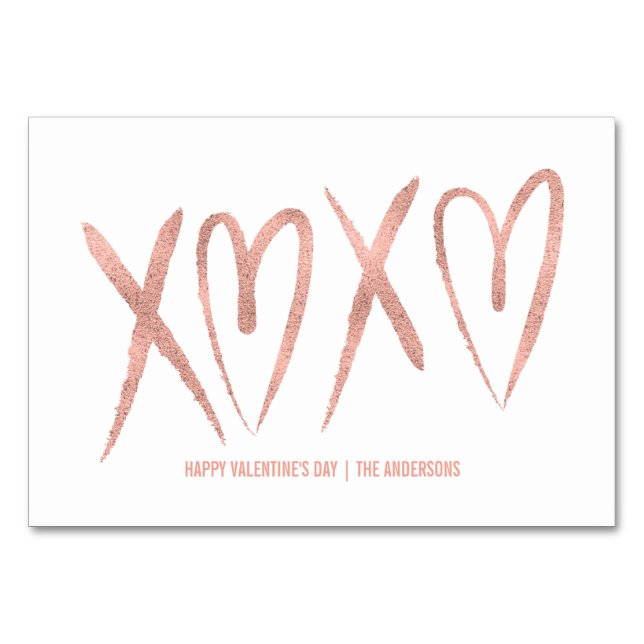 Modern Brushed Rose Gold Classroom Valentine Card (Front)