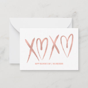 Modern Brushed Rose Gold Classroom Valentine Card