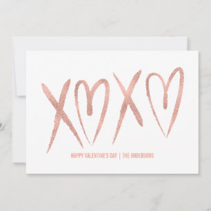 Modern Brushed Rose Gold Valentine Card