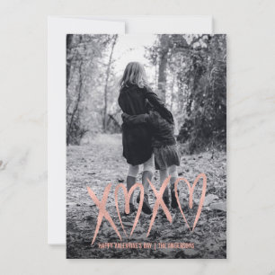 Modern Brushed Rose Gold Valentine Photo Card