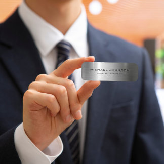 Modern Brushed Silver Metal Professional Custom Name Tag