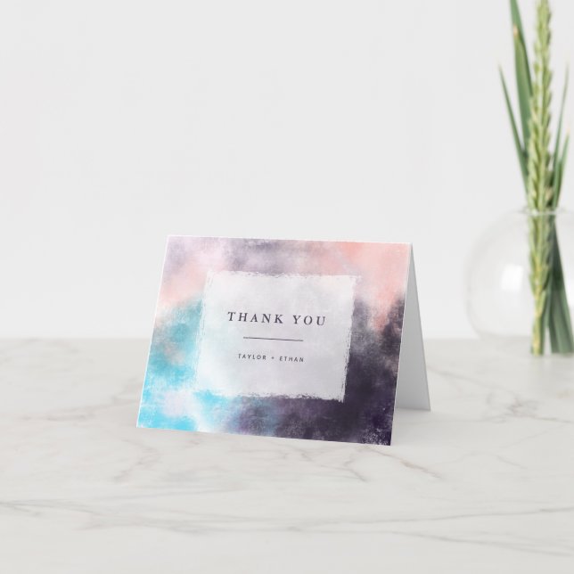 Modern Brushes Colourful Wedding Thank You Card (Front)