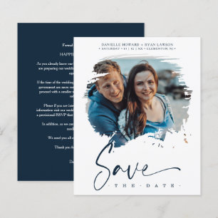 Modern Brushstoke Photo Engaged Couple for Wedding