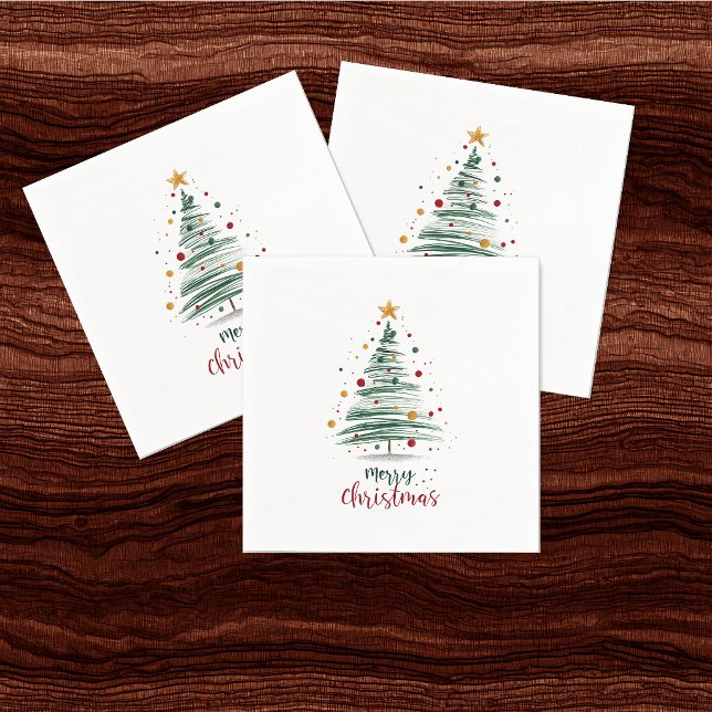 Modern Brushstroke Christmas Tree Napkin (Creator Uploaded)