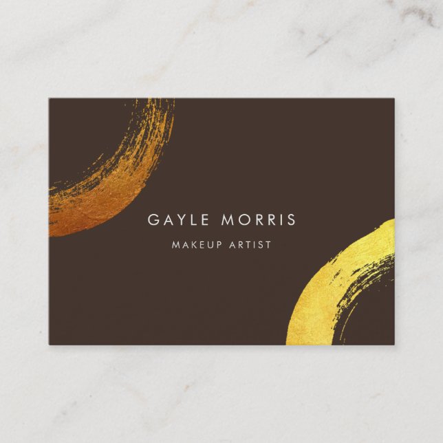 Modern Brushstroke faux Gold ring business card (Front)
