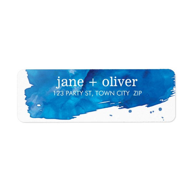 MODERN BRUSHSTROKE LABEL artistic watercolor blue (Front)