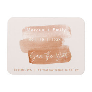 Modern Brushstroke Minimalist Save The Date Magnet