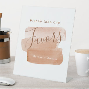 Modern  Brushstroke Minimalist Wedding Favours Pedestal Sign