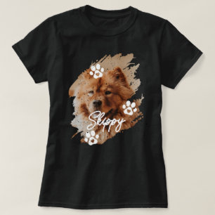 Modern Brushstroke Pet Dog Photo & Name T-Shirt