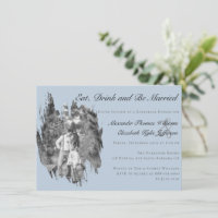 Modern Brushstroke Photo Blue Rehearsal Dinner