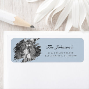 Modern Brushstroke Photo Wedding Blue