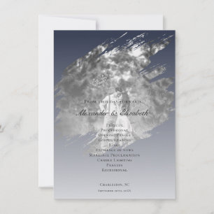 Modern Brushstroke Photo Wedding Navy Blue