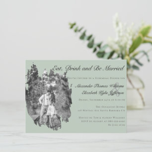 Modern Brushstroke Photo Wedding Rehearsal Dinner  Invitation
