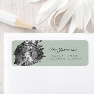 Modern Brushstroke Photo Wedding Sage Green