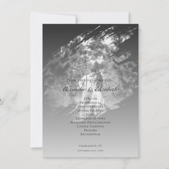Modern Brushstroke Photo Wedding | Soft Black (Front)