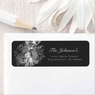 Modern Brushstroke Photo Wedding Soft Black