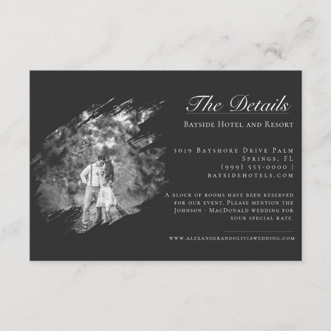 Modern Brushstroke Photo Wedding | Soft Black Enclosure Card (Front)