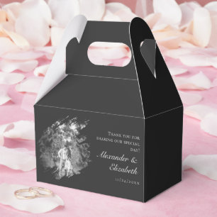Modern Brushstroke Photo Wedding Soft Black Favour Box