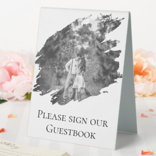 Modern Brushstroke Photo Wedding   White