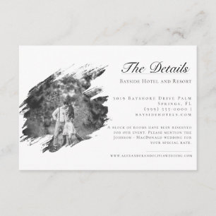 Modern Brushstroke Photo Wedding White Enclosure Card