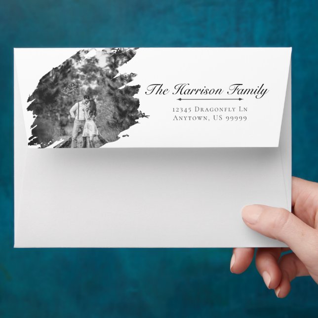 Modern Brushstroke Photo Wedding | White Envelope (Hand)