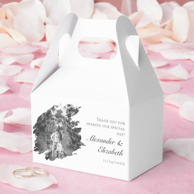 Modern Brushstroke Photo Wedding | White Favour Box (Wedding)
