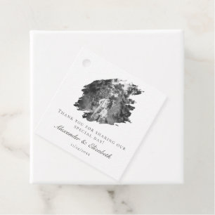 Modern Brushstroke Photo Wedding   White Favour Tags