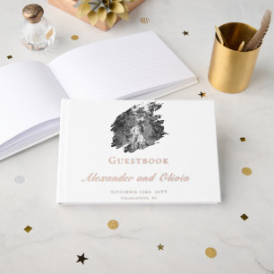 Modern Brushstroke Photo Wedding   White Guest Book
